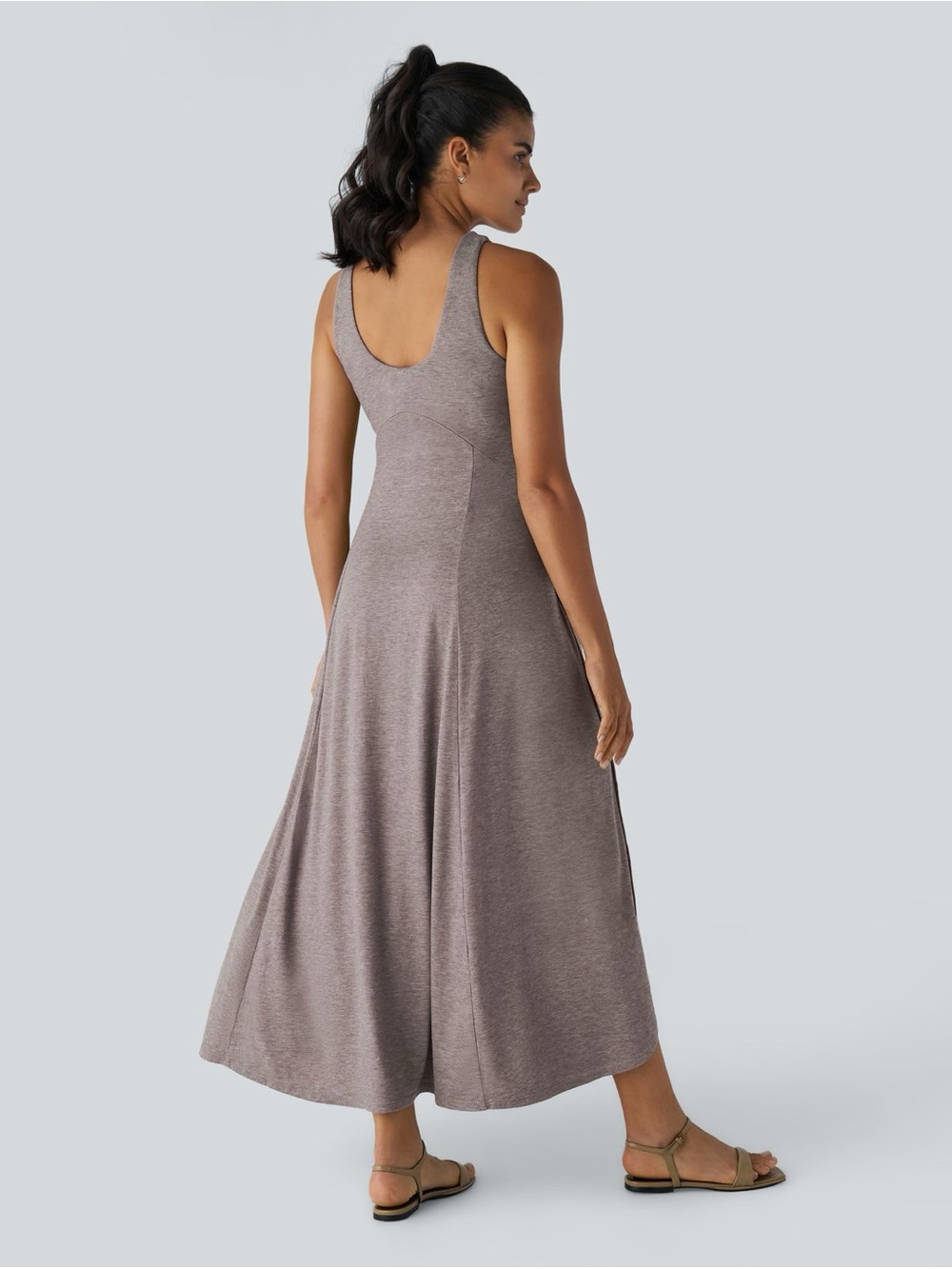 Halara Sleeveless V-Neck Tea Color Maxi Dress With Side Slits - Size S - Picture 2 of 9